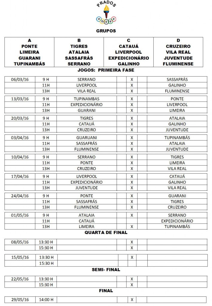 EXCLUSIVO Confira A Tabela Completa Do Regional De Pinheiro Chagas