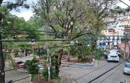 Árvores podadas e preparação para nova praça no centro de Prados