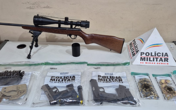 Polícia Militar apreende três armas de fogo e vasta munição em Vitoriano Veloso 